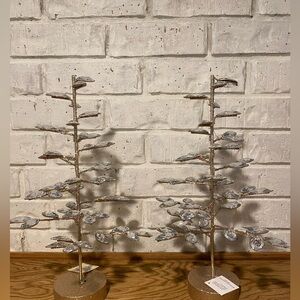 NWT HomeGoods Gold and Faux Crystal Jeweled Christmas Tree with LED Lights x 2